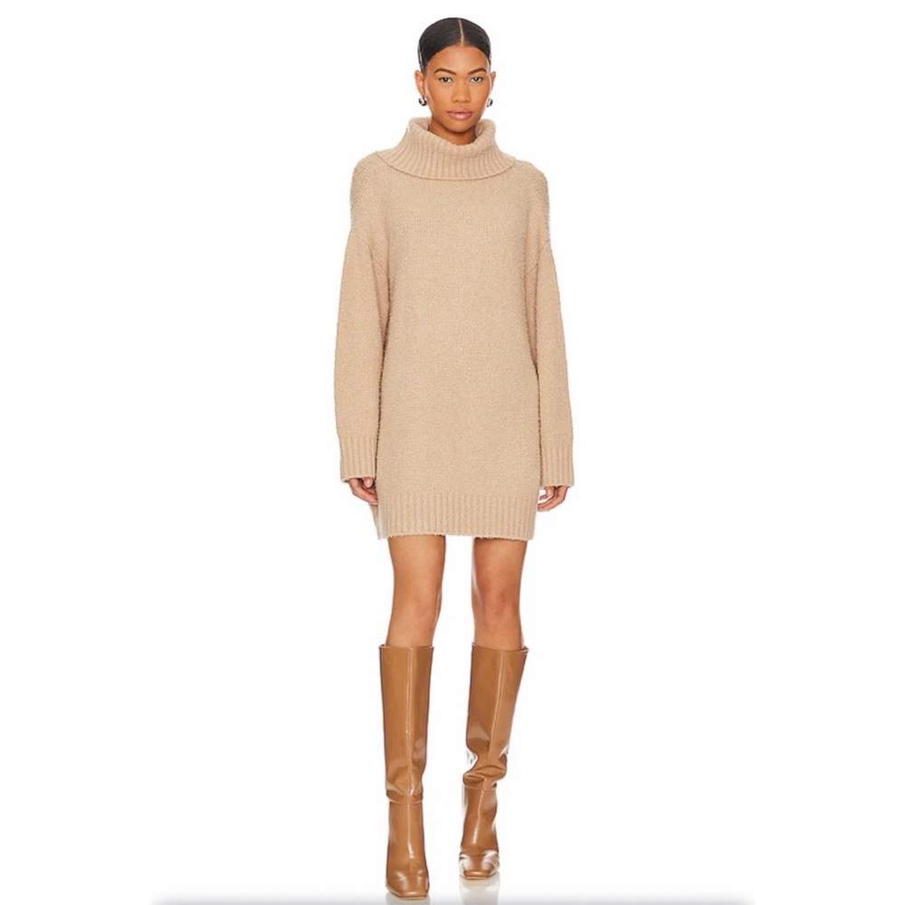 NWOT Revolve Lovers and Friends Tan‎ Turtleneck Sweater Dress Size Small $168
